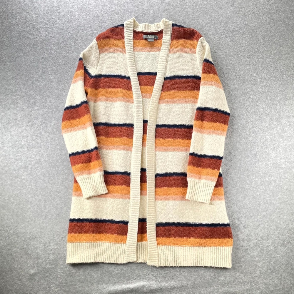 Natural Reflections Cardigan Sweater Womens Medium Multicolor Striped Open Front